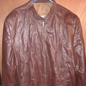 Fall brown leather jacket
